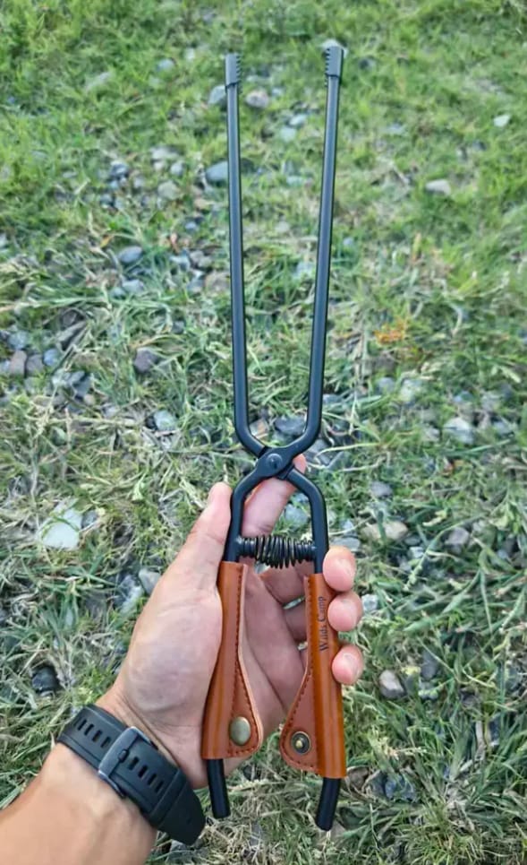 Customer photo review of Heavy Duty Fire Pit Tongs for BBQ, Charcoal & Outdoor Campfires