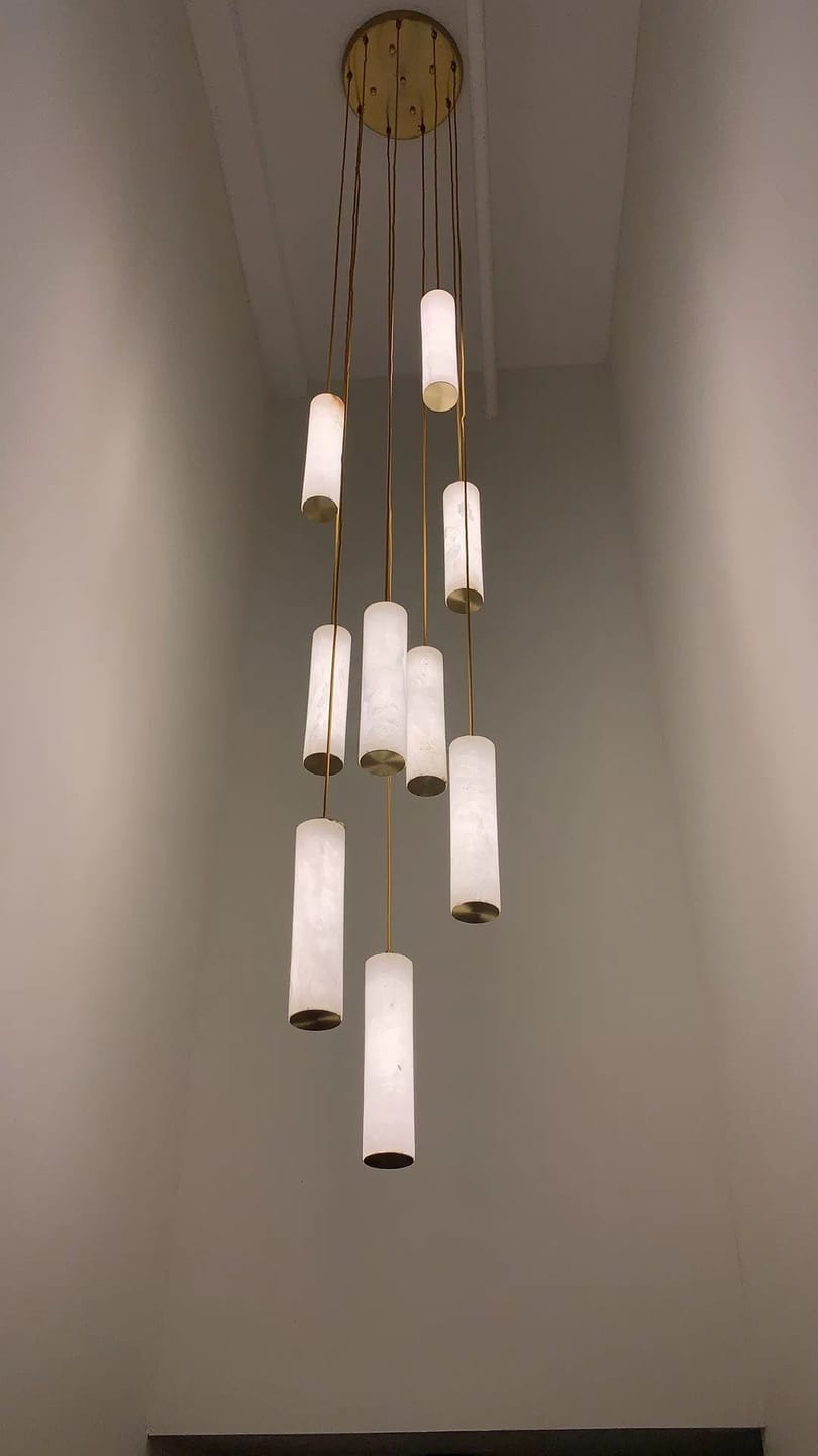 Customer photo review of Darlen Alabaster Modern Staircase Chandelier