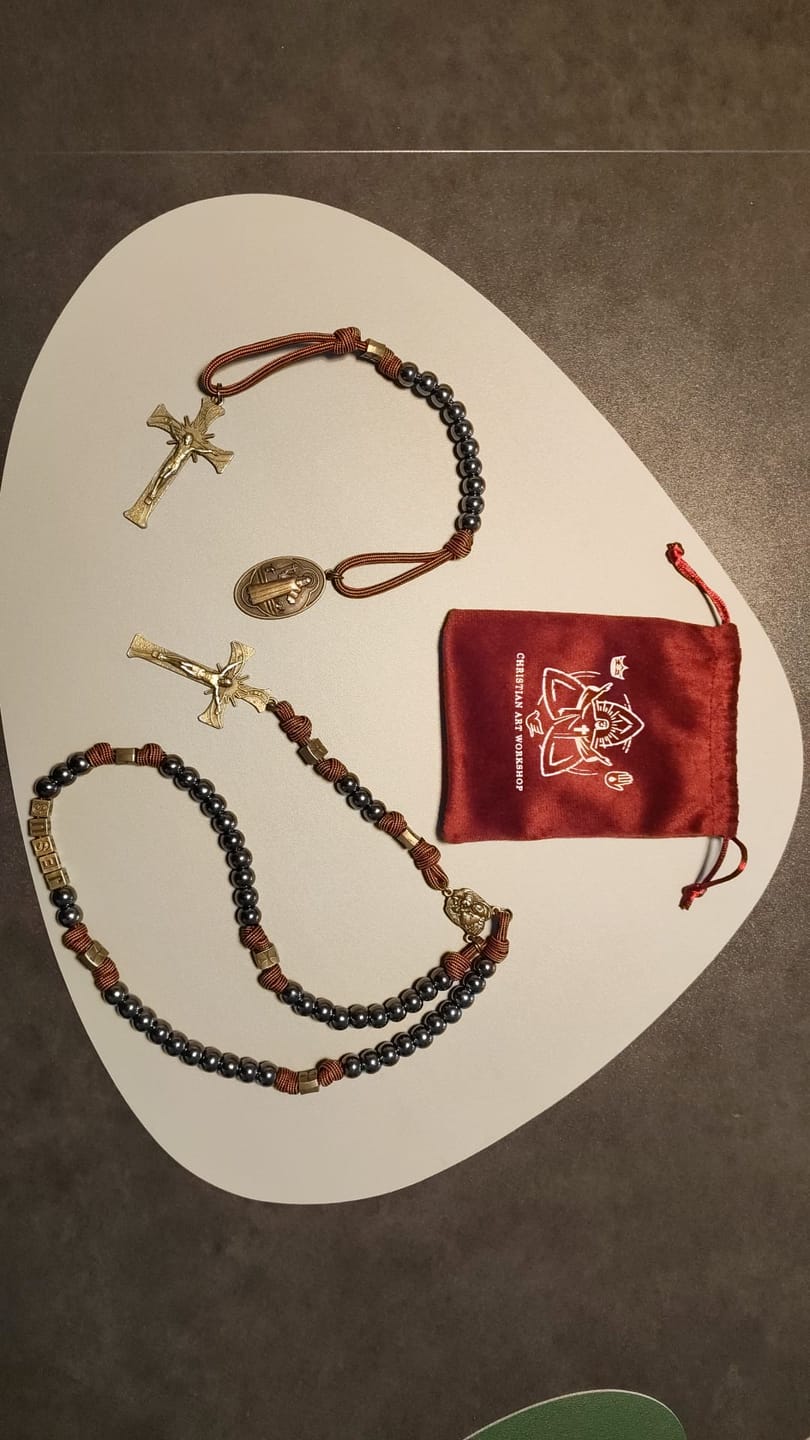 Customer photo review of Christianartworkshop Intricately Carved Multicolor St. Christopher Keychain: Based Companion for Safe Travels