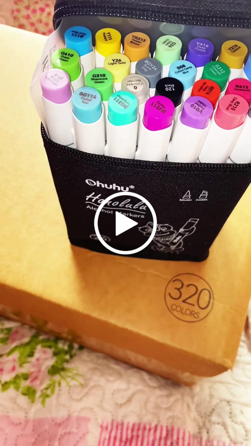 Customer video review of Ohuhu Honolulu 320 Colors Dual Tips Alcohol Art Markers (New Color Codes)