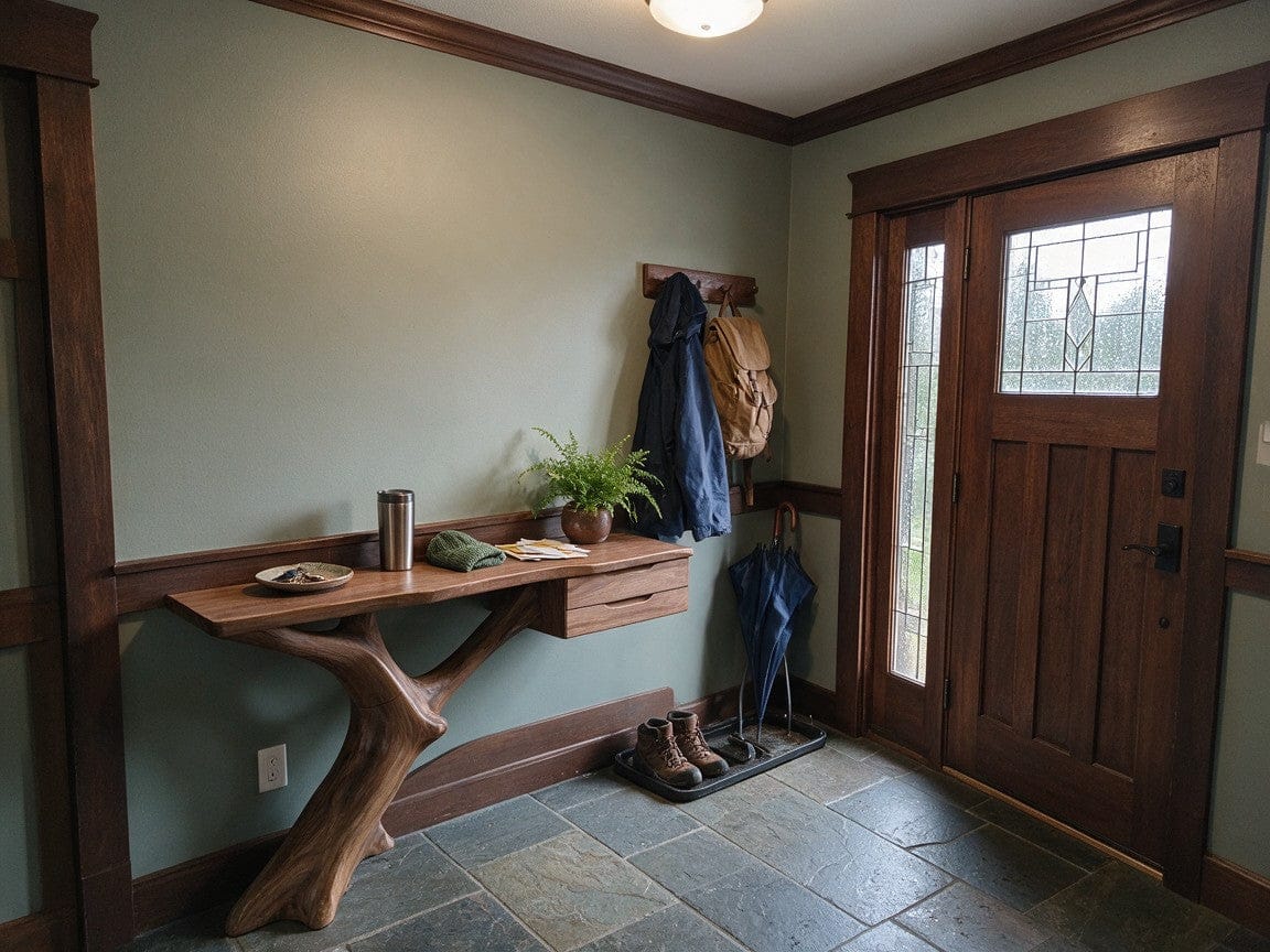 Customer photo review of Handcrafted Wooden Console Table With Floating Drawers For Entryway