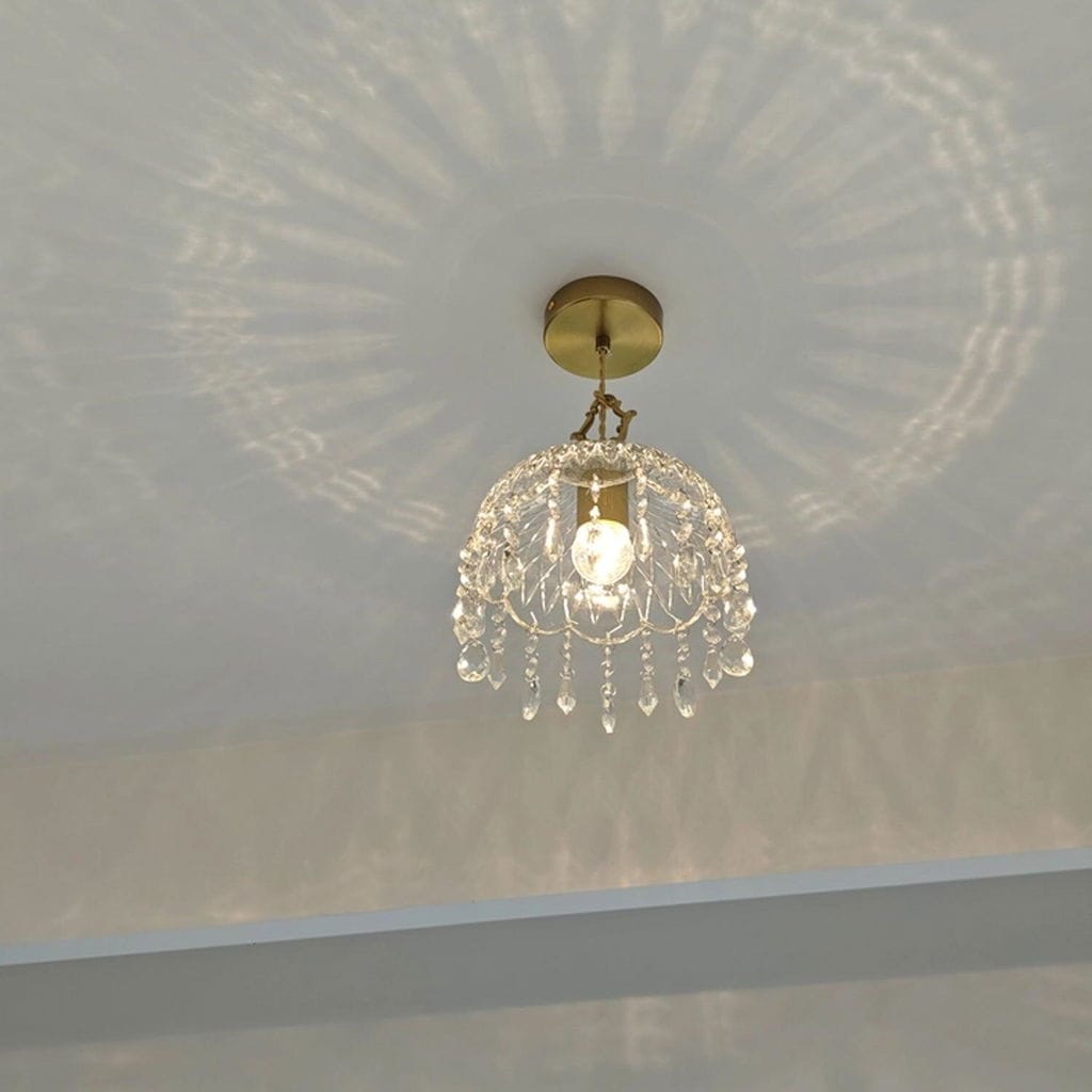 Customer photo review of Brass Pendant Light, Clear Glass Bowl, Crystal Drops, 150 cm Cable