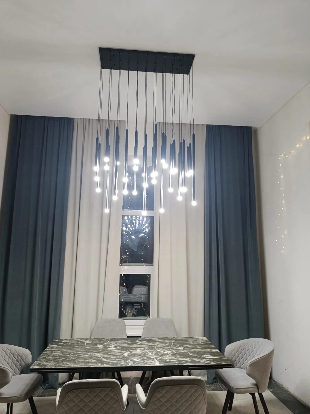 Customer photo review of Acrylic Cylinder Chandelier, 100 cm Aluminium Fitting, LED