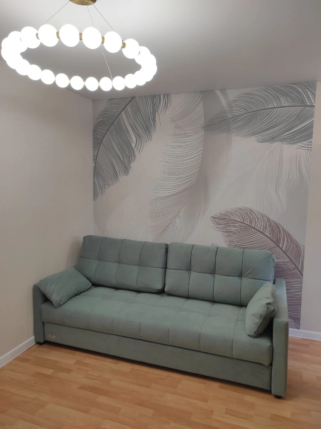 Customer photo review of Gold Acrylic Sphere Chandelier, Metal Frame, Integrated LED