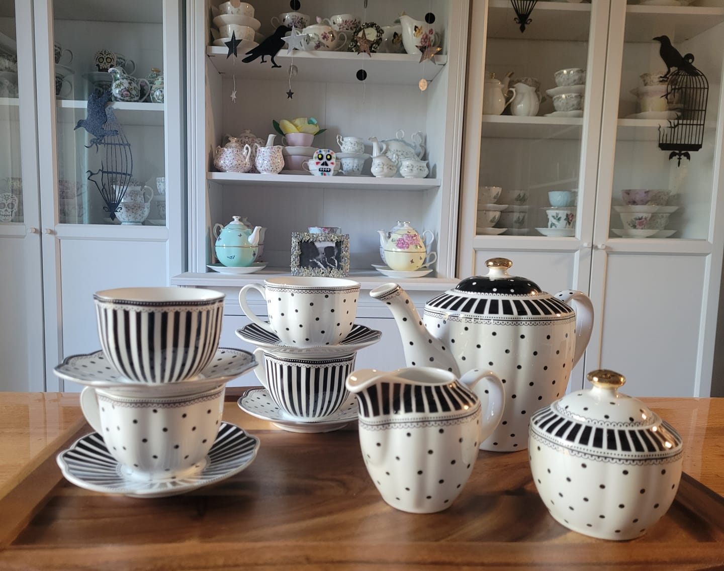 Customer photo review of Black Josephine Stripes and Dots Fine Porcelain Tea Set