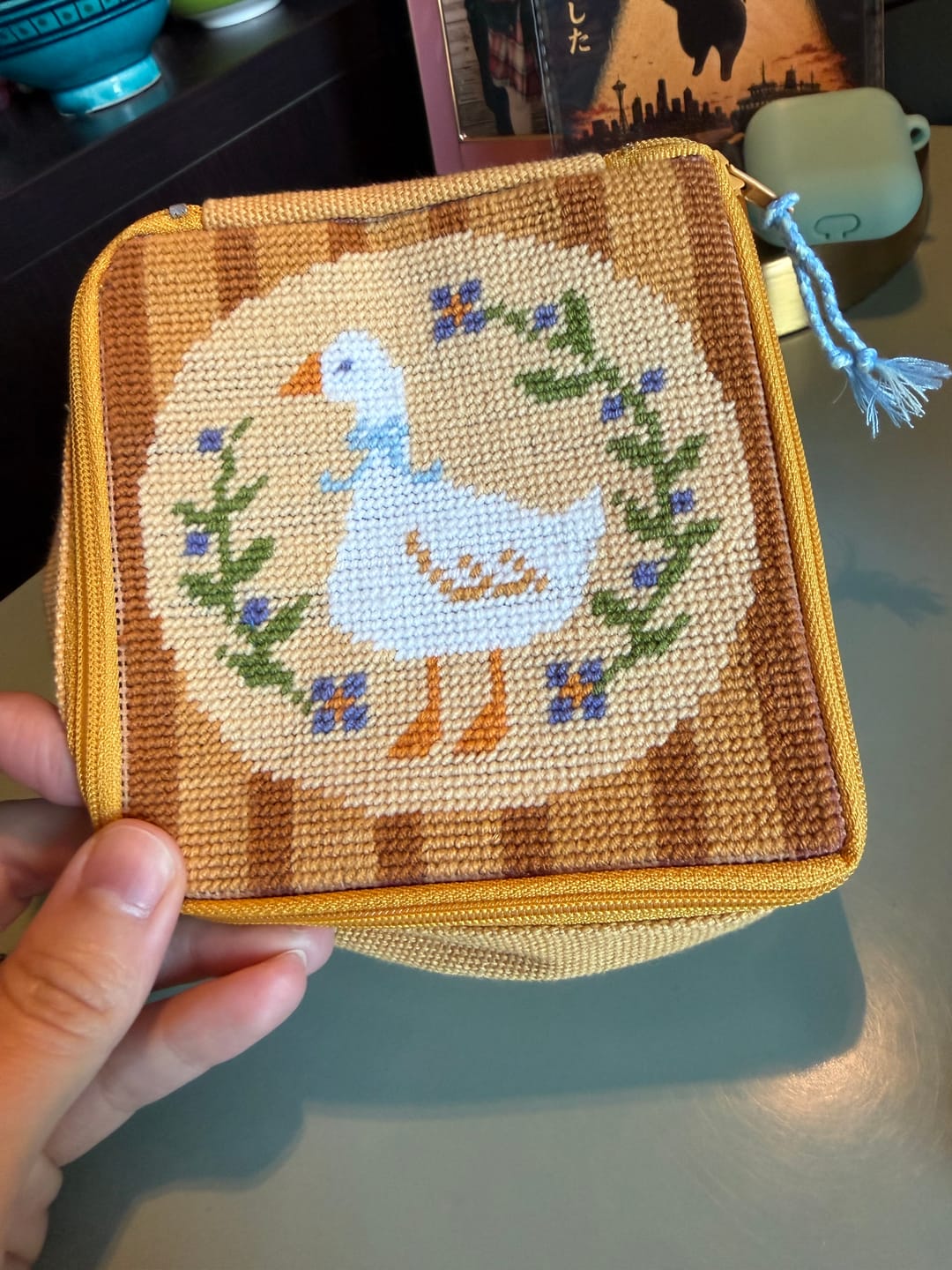 Customer photo review of Duck, Duck, Goose - Needlepoint Pouch Kit