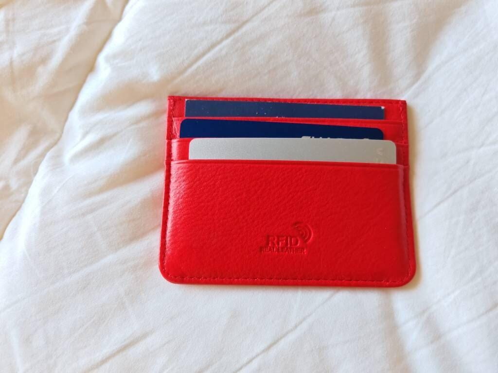 Customer photo review of Slim Leather Card Holder with RFID Protection
