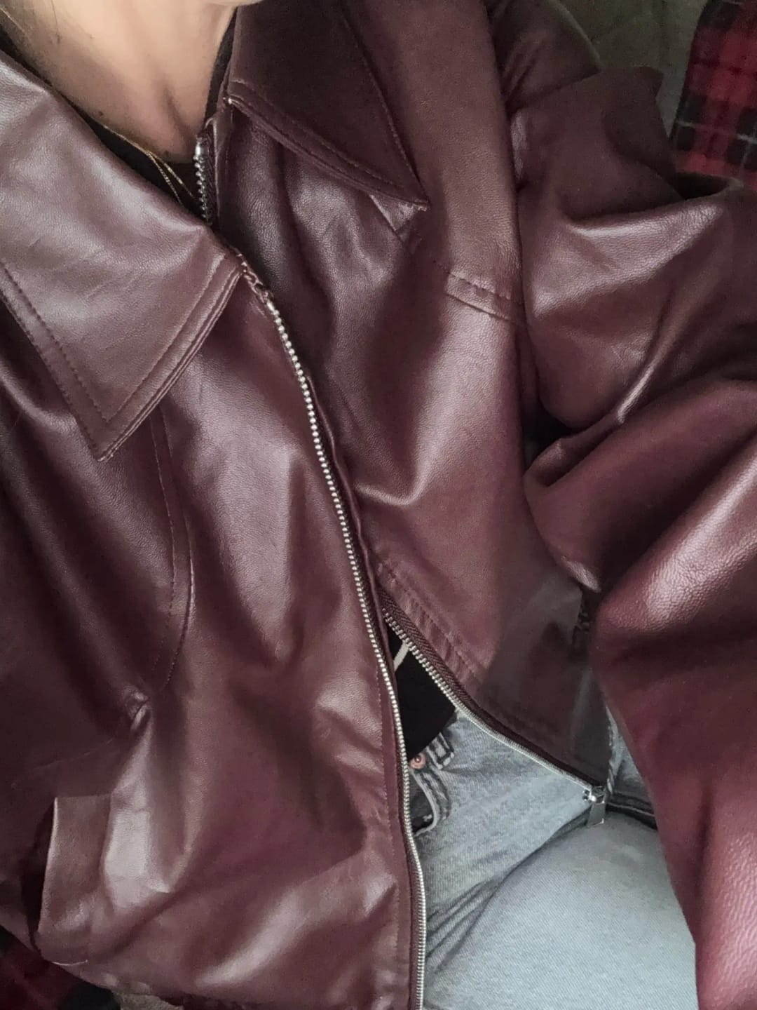 Customer photo review of Fiona Faux Leather Lapel Jacket