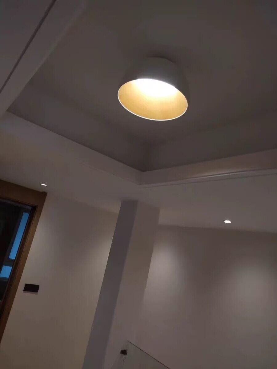 Customer photo review of Dome Ceiling Light, Black or White Metal, Oak Interior