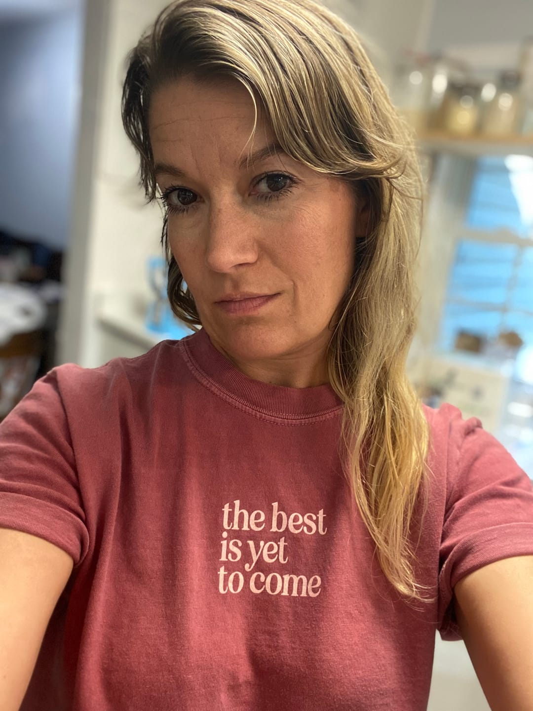 Customer photo review of The Best Is Yet To Come Tee - Brick