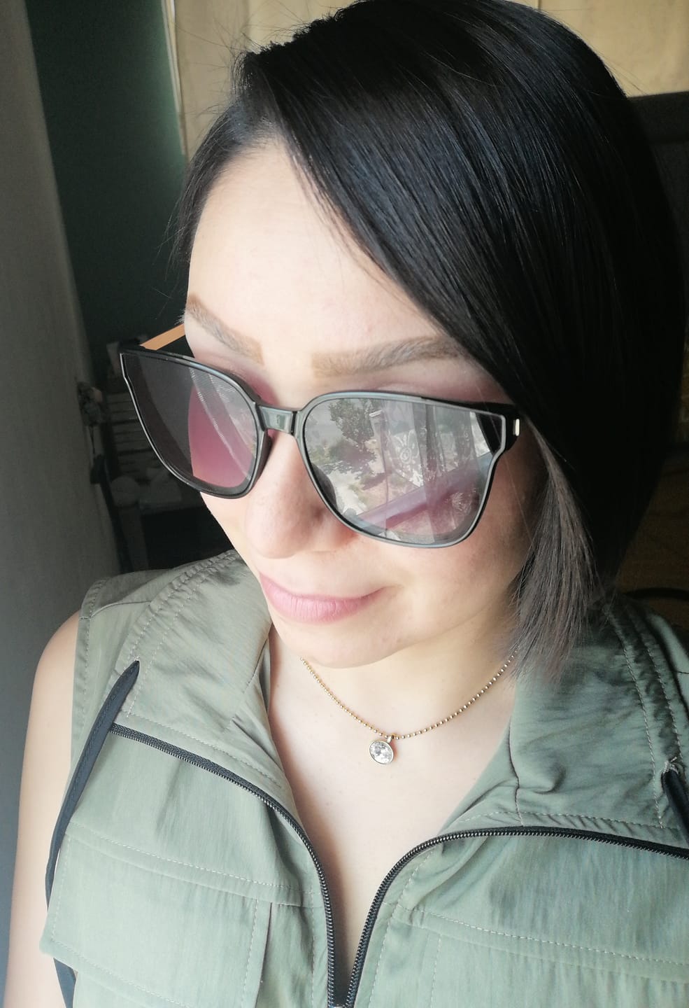 Customer photo review of Collar Bolitas Con Dije Zirconia Ovalada
