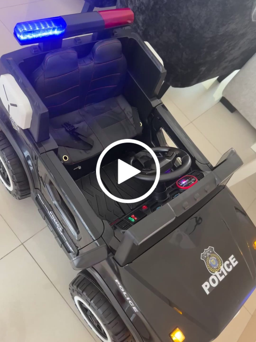 Customer video review of Orbic Kids G700 Police  Edition 4X4 Battery Operated Jeep 12V With Leather Seat (Black, Size-119X74X80Cm)
