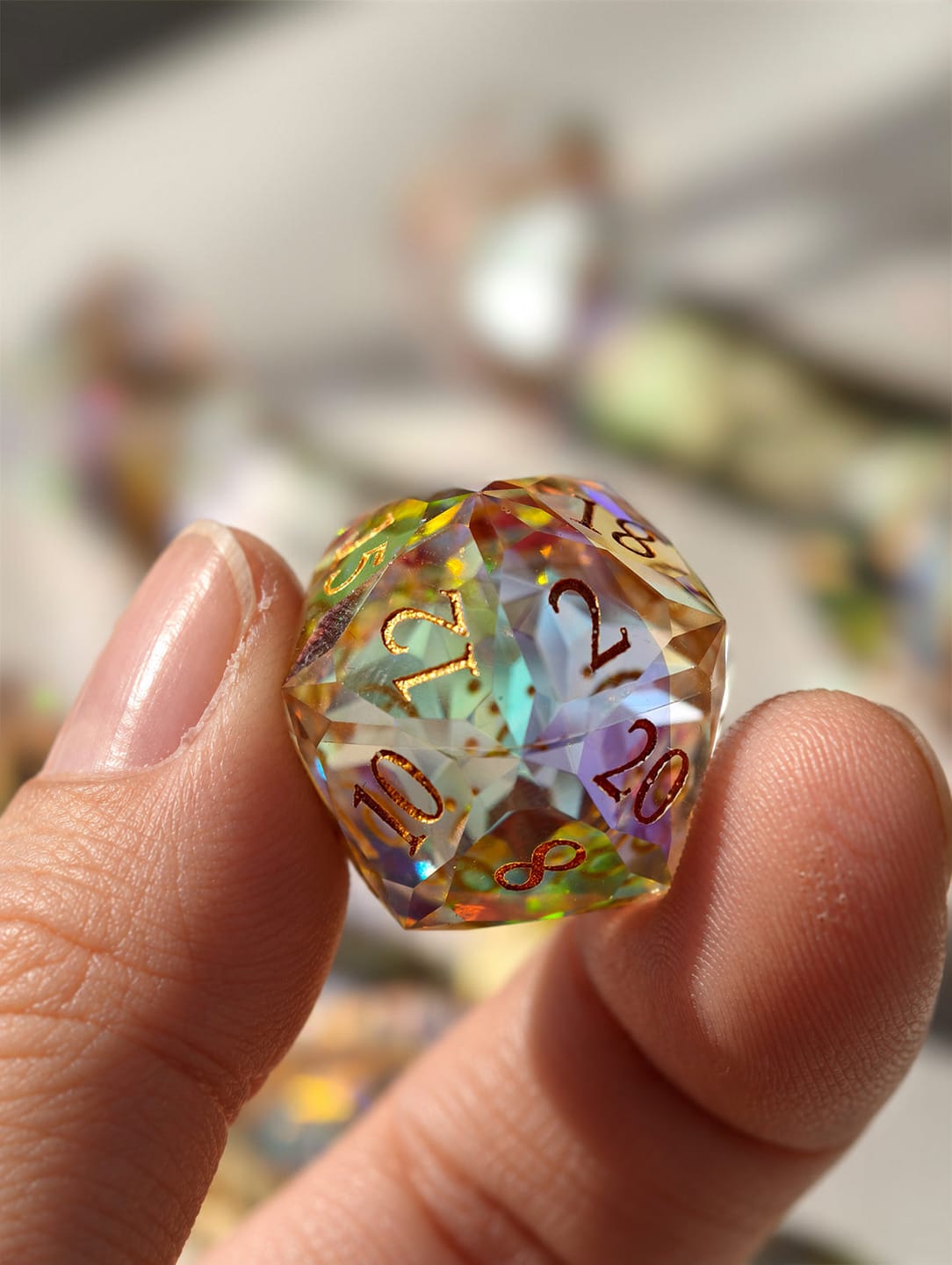 Customer photo review of Diamond-Like Glass Dice Set