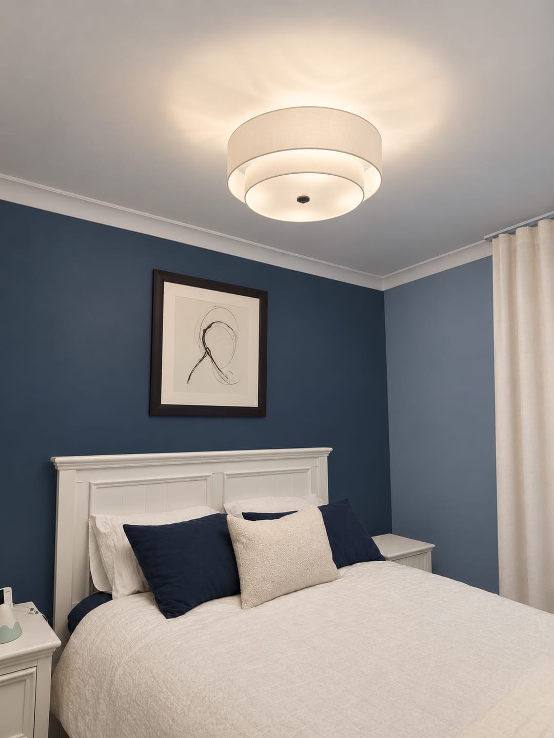 Customer photo review of Contemporary 4-Light Tiered Fabric Linen Drum Semi Ceiling Light