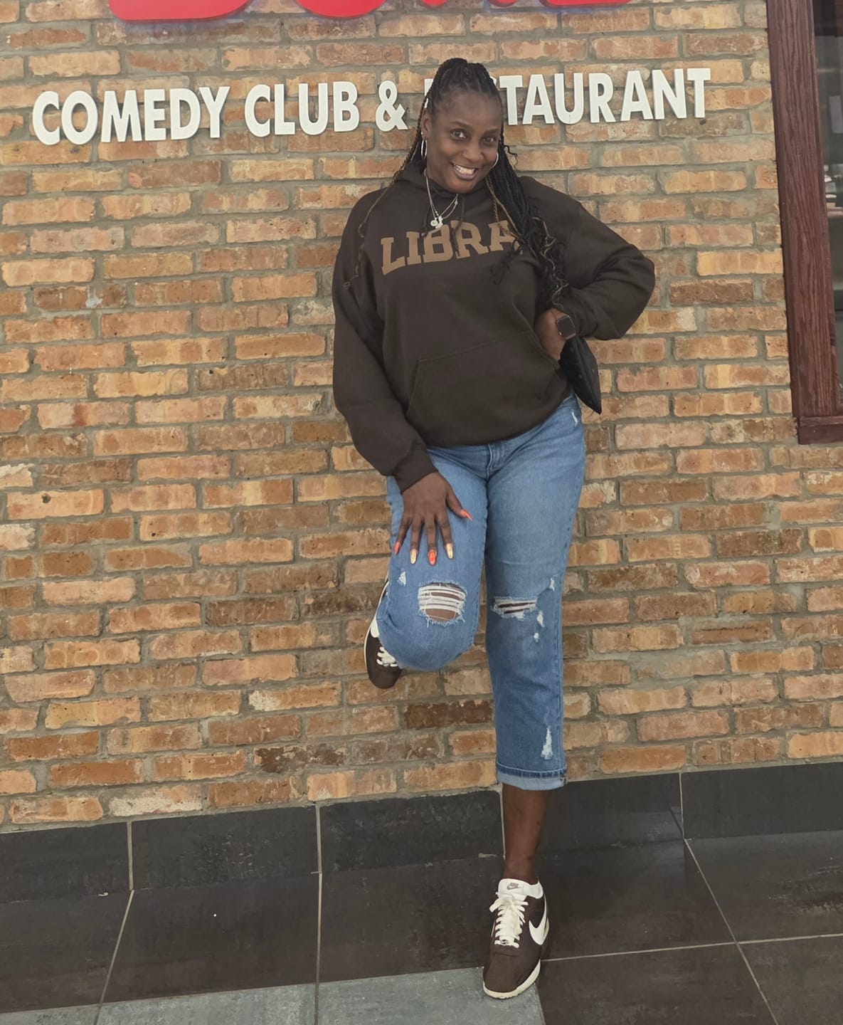 Customer photo review of Chocolate Zodiac Puff Hoodie