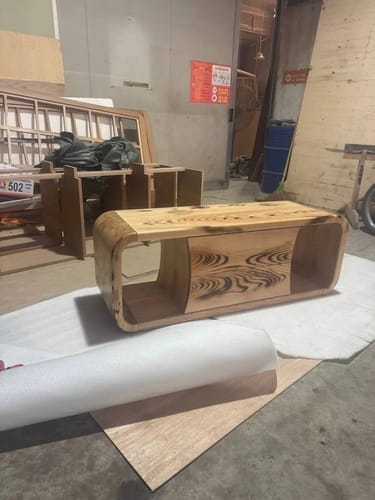 Customer photo review of Sculptural Solid Wood Console — Modern Art Entry Table