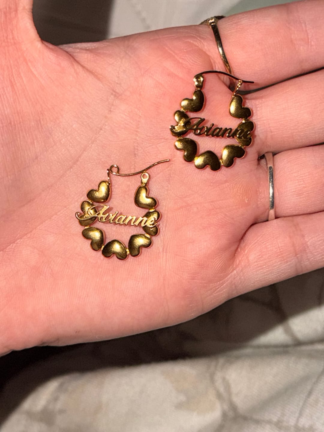 Customer photo review of Kids Hearts Name Hoops