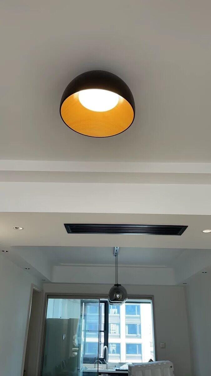 Customer photo review of Dome Ceiling Light, Black or White Metal, Oak Interior
