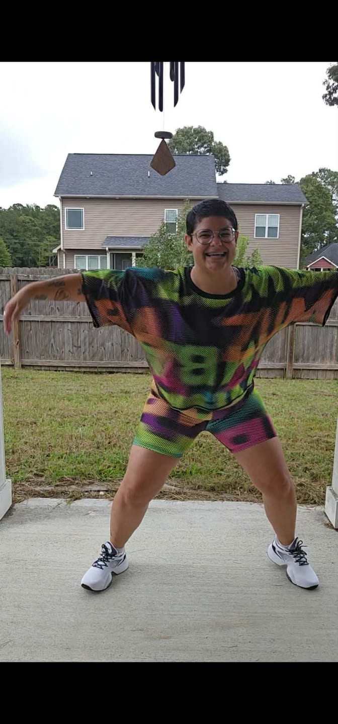 Customer photo review of Electric Feel High Waisted Biker Shorts