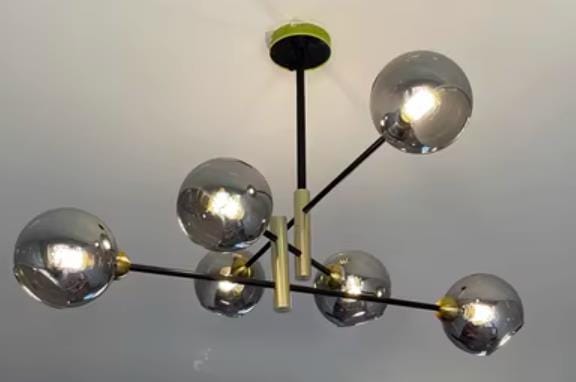 Customer photo review of Glass Globe Chandelier, Black and Gold Frame, 95 to 108 cm