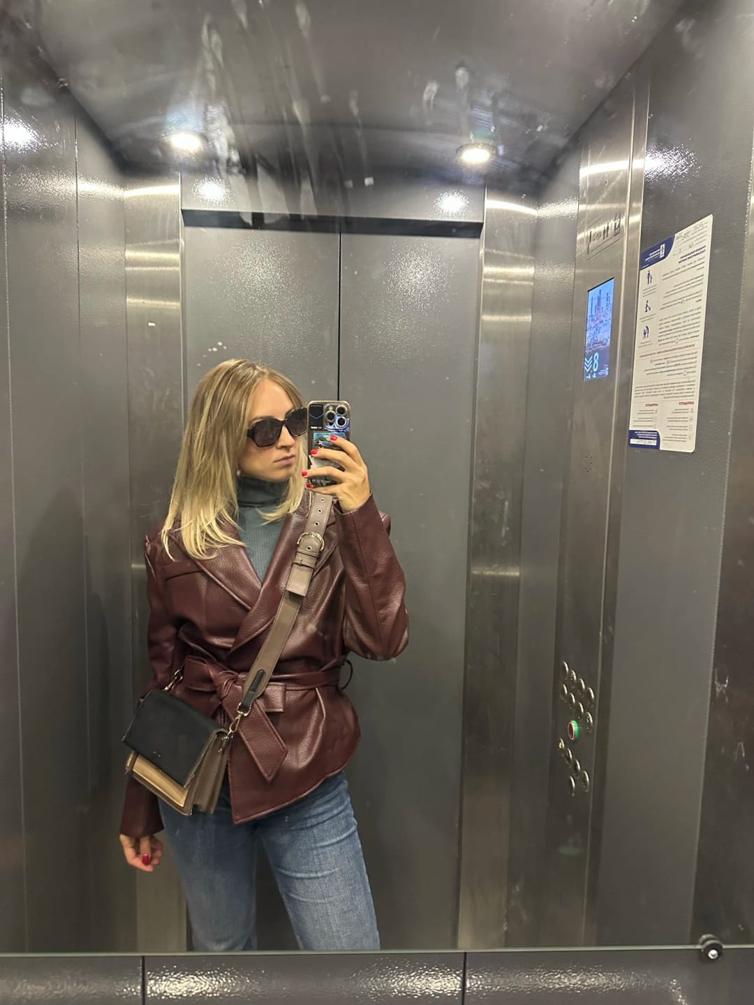 Customer photo review of Emily Lace-Up Vegan Leather Jacket