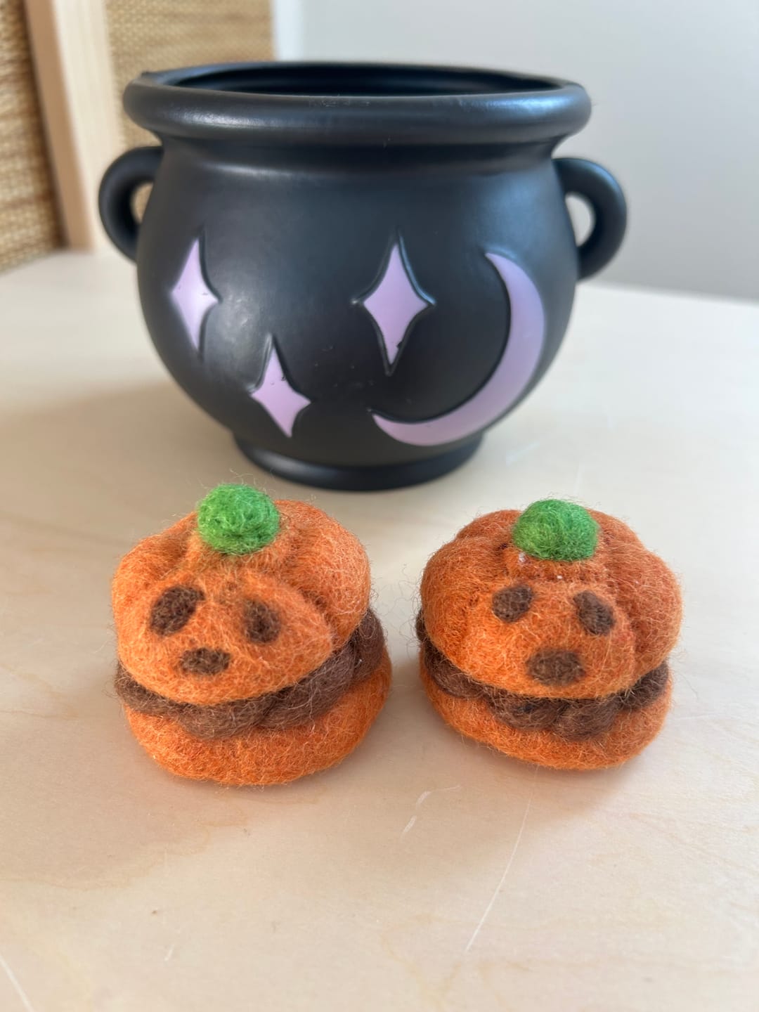 Customer photo review of Felt Pumpkin Cream Puff for Halloween