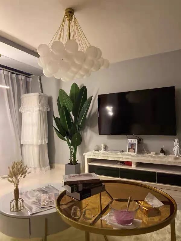 Customer photo review of Frosted Glass Sphere Chandelier, Globe Cluster, 40 or 80 cm