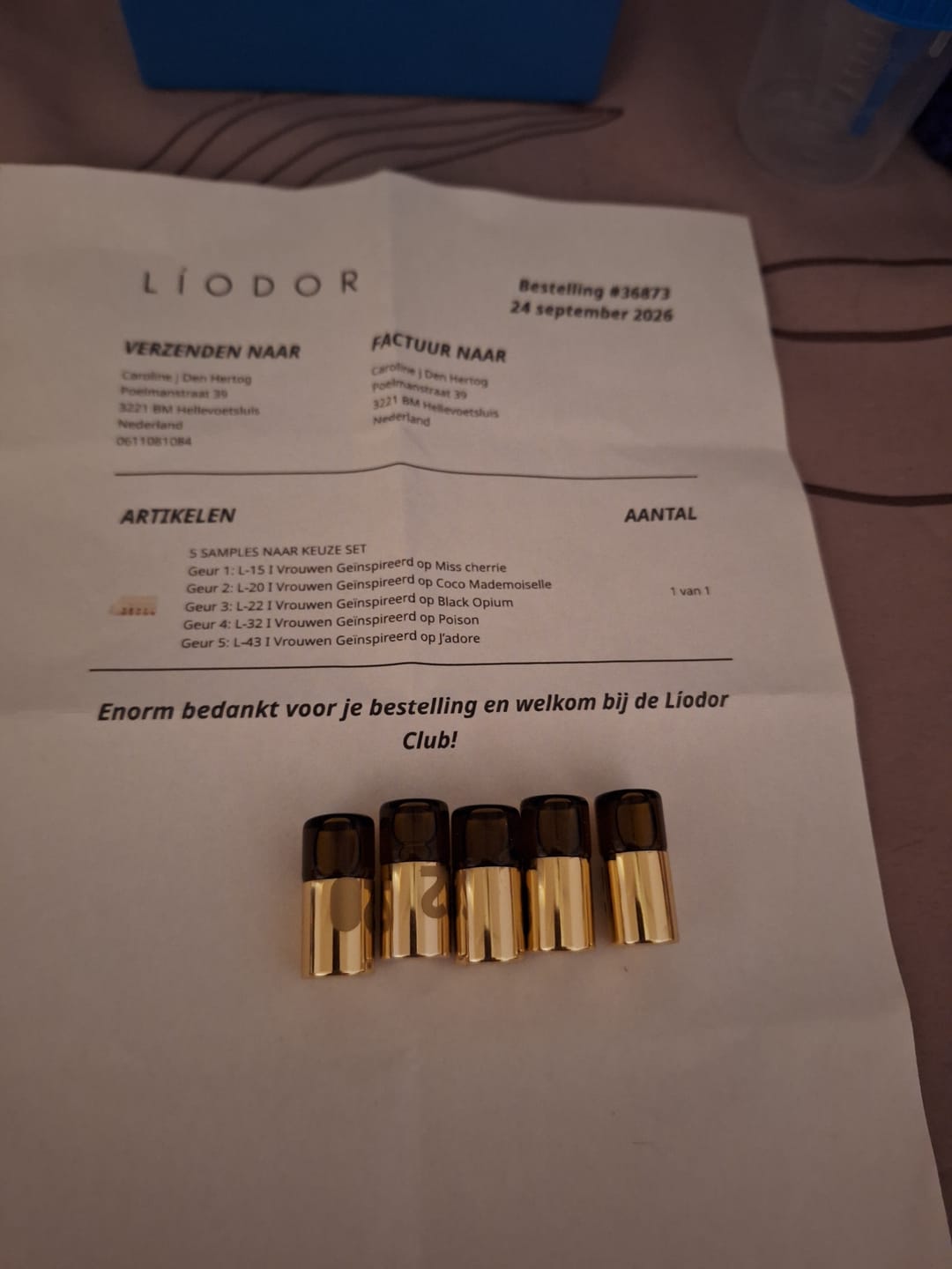 Customer photo review of 5 SAMPLES NAAR KEUZE SET