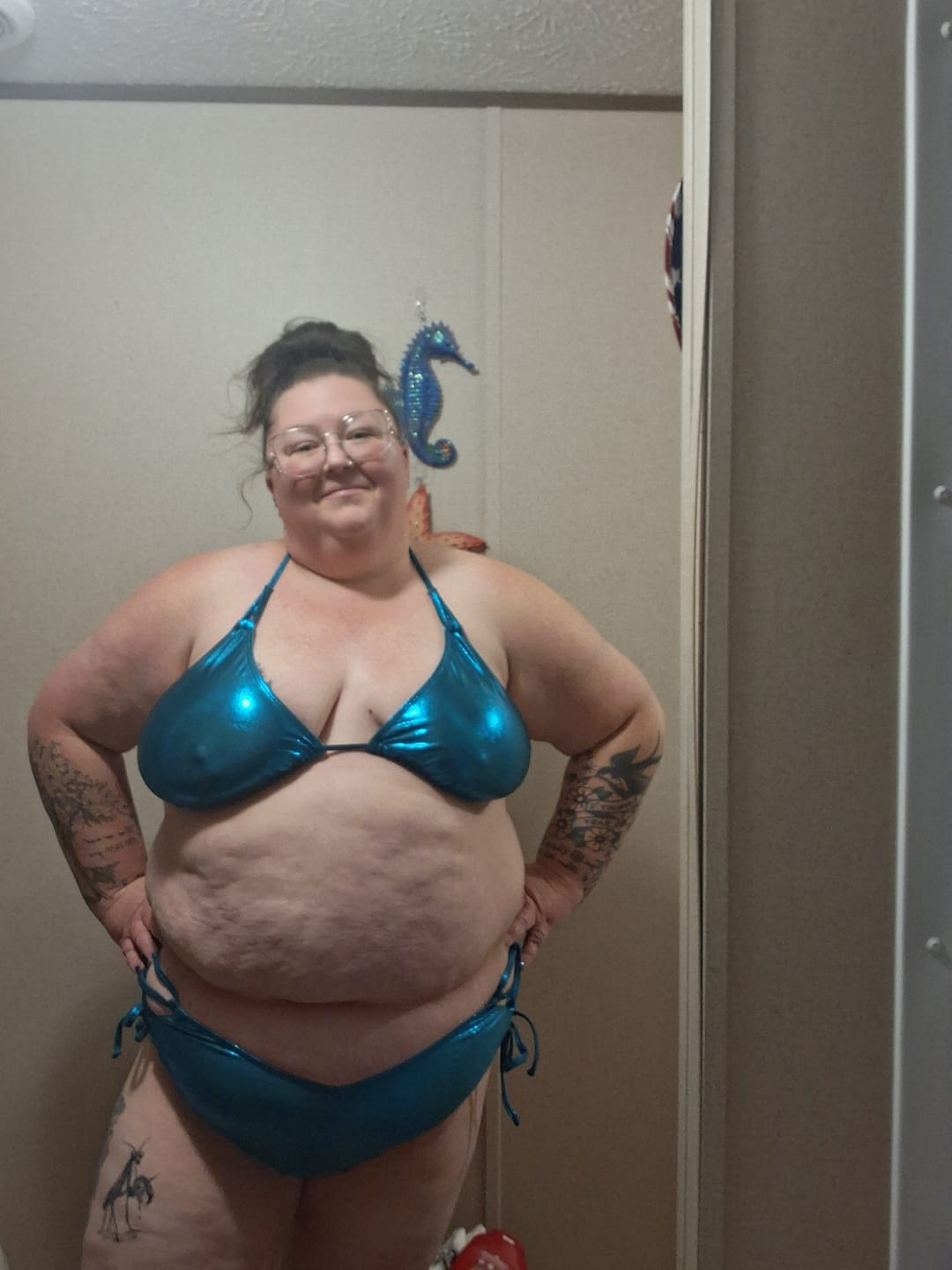 Customer photo review of Jade Glitter Triangle Bikini Top final sale
