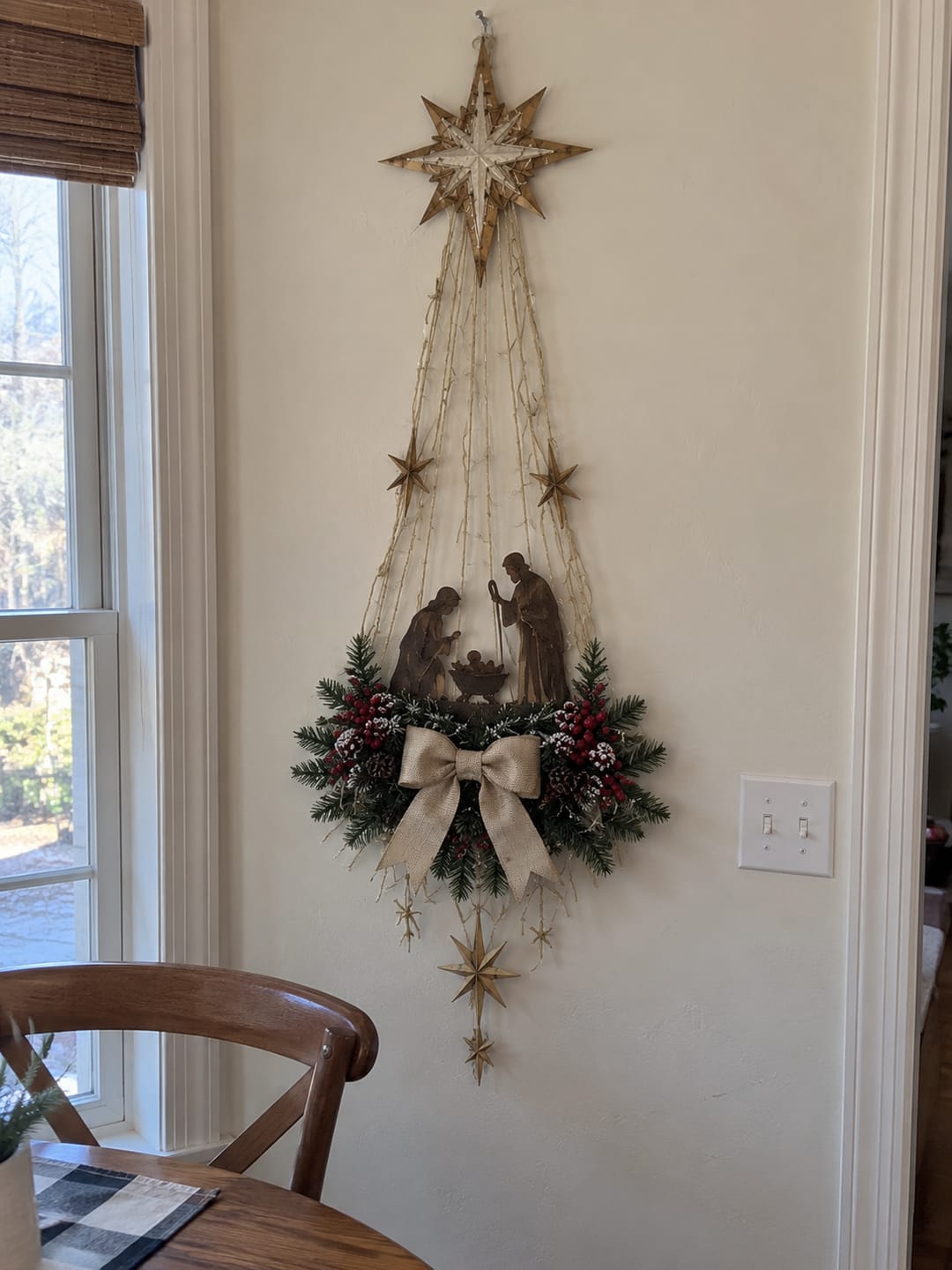 Customer photo review of Angel Blessing Wall Light, Starglow Cascading Christmas Angel with Glowing