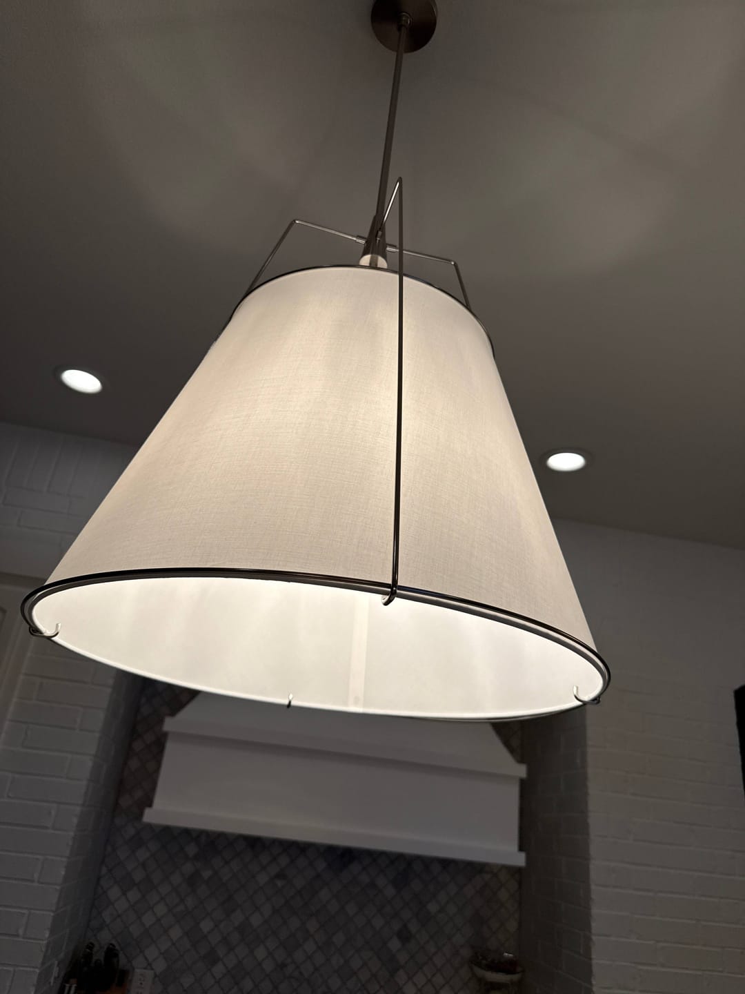 Customer photo review of Contemporary 4-Light Conical Linen Tapered Pendant Light