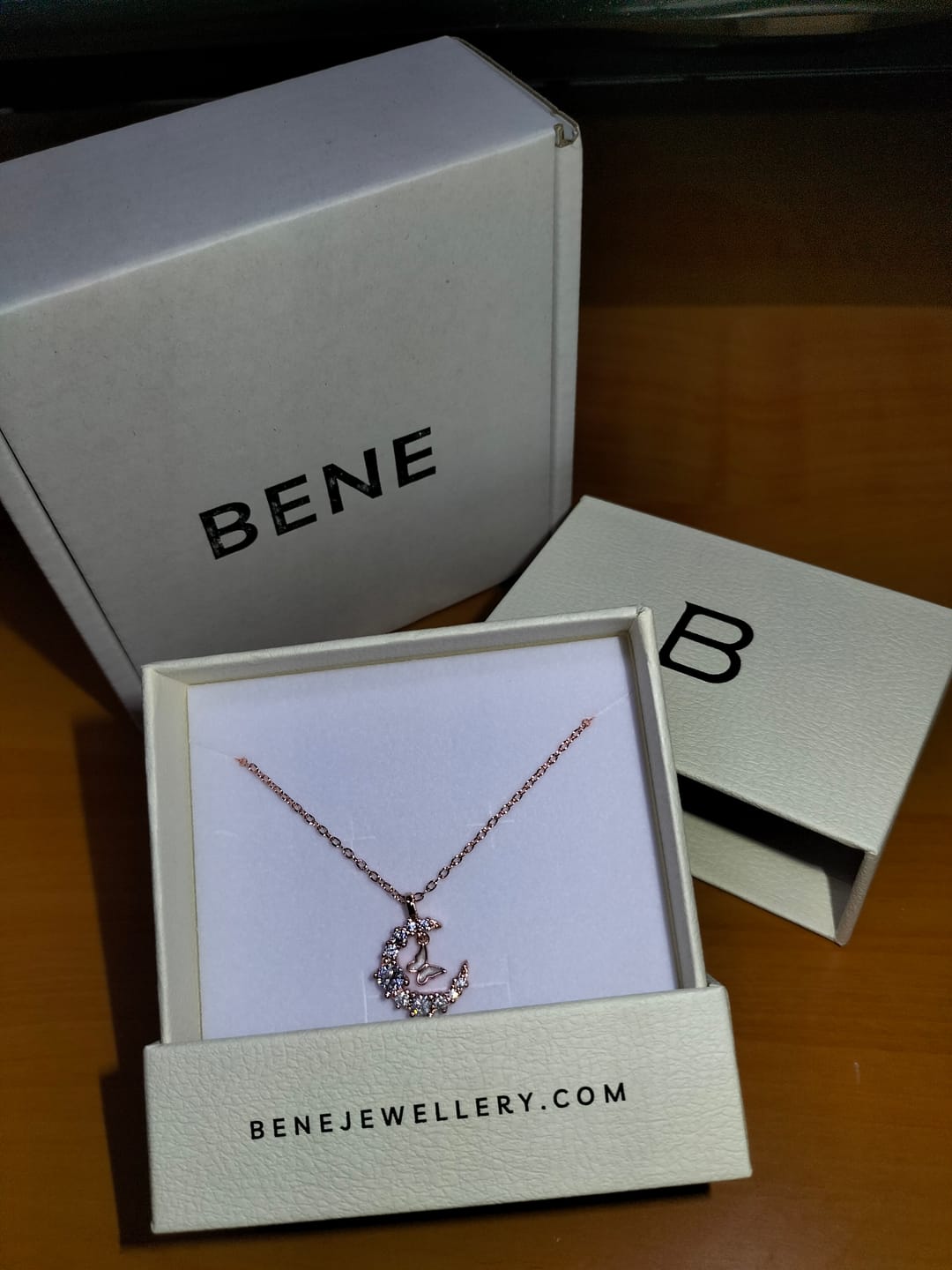 Customer photo review of Luna Crescent Necklace