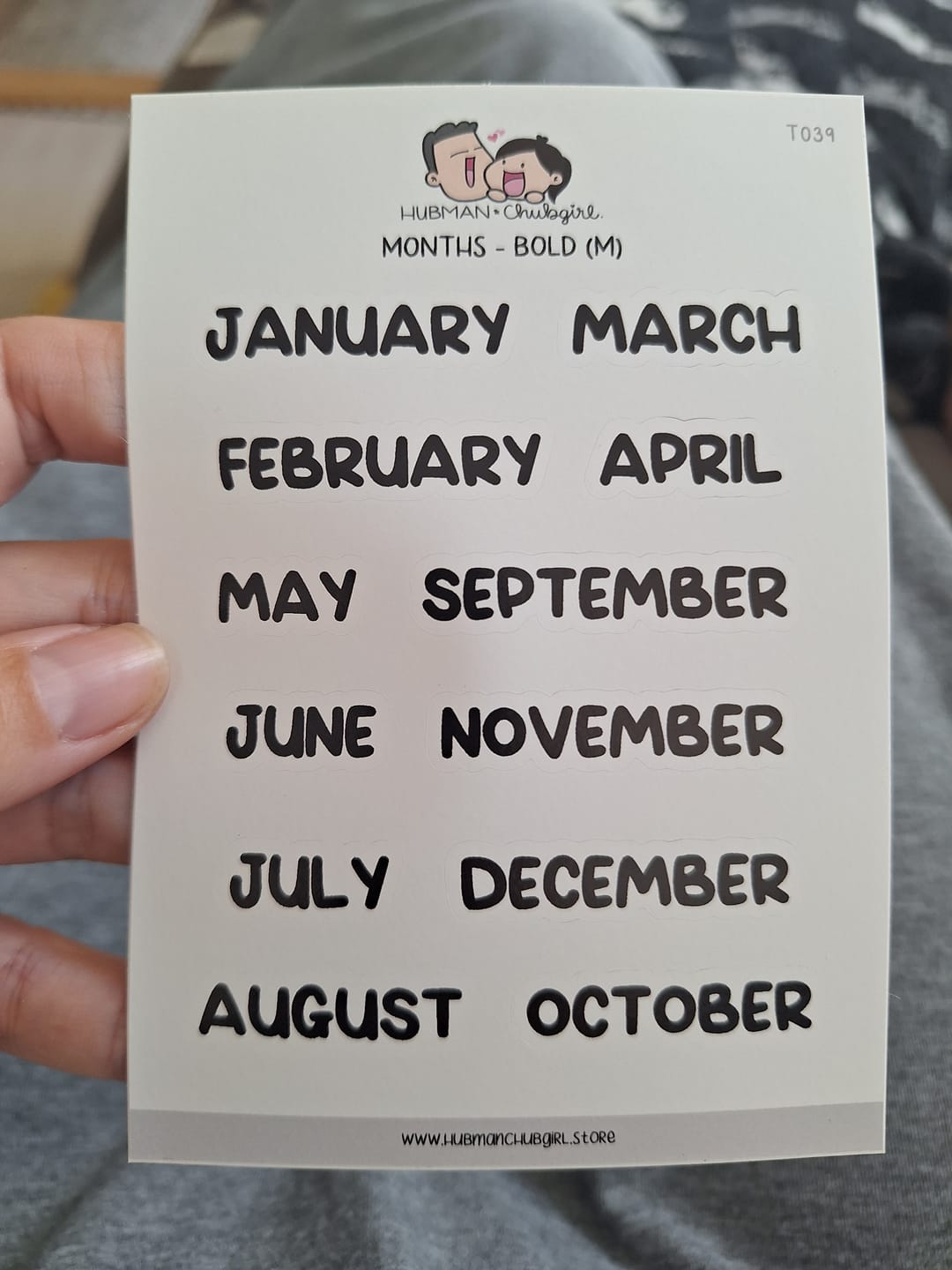 Customer photo review of Months (M) - Text Planner Stickers (Bubble Font)
