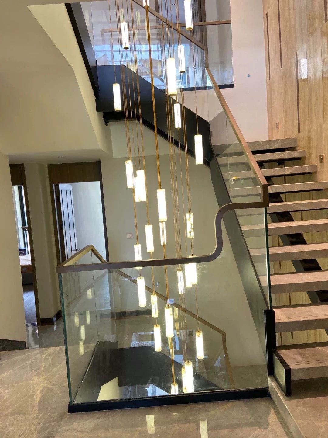 Customer photo review of Darlen Alabaster Modern Staircase Chandelier