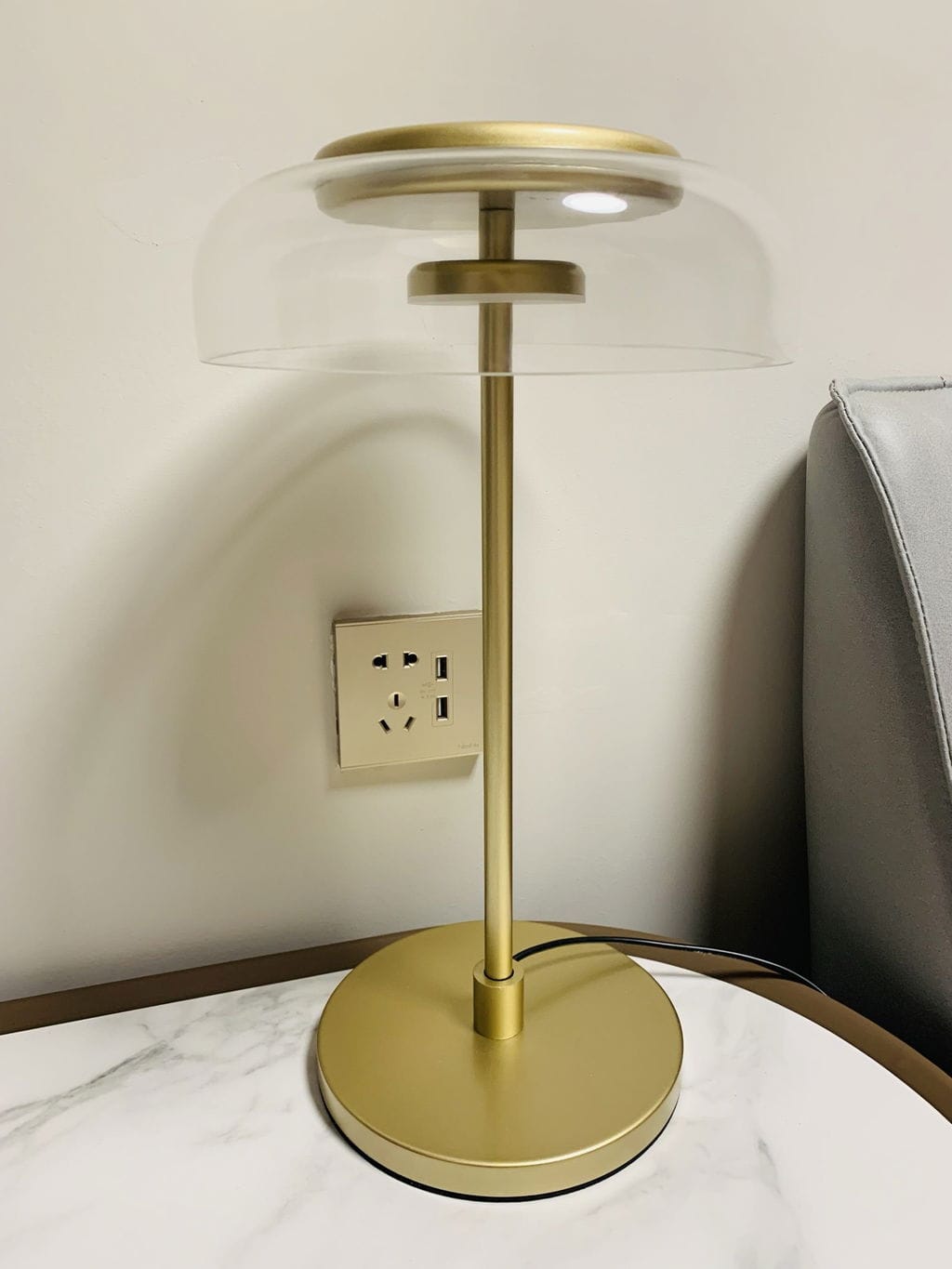 Customer photo review of Brass and Glass Table Lamp, Integrated LED, Plug In, 47 cm Tall