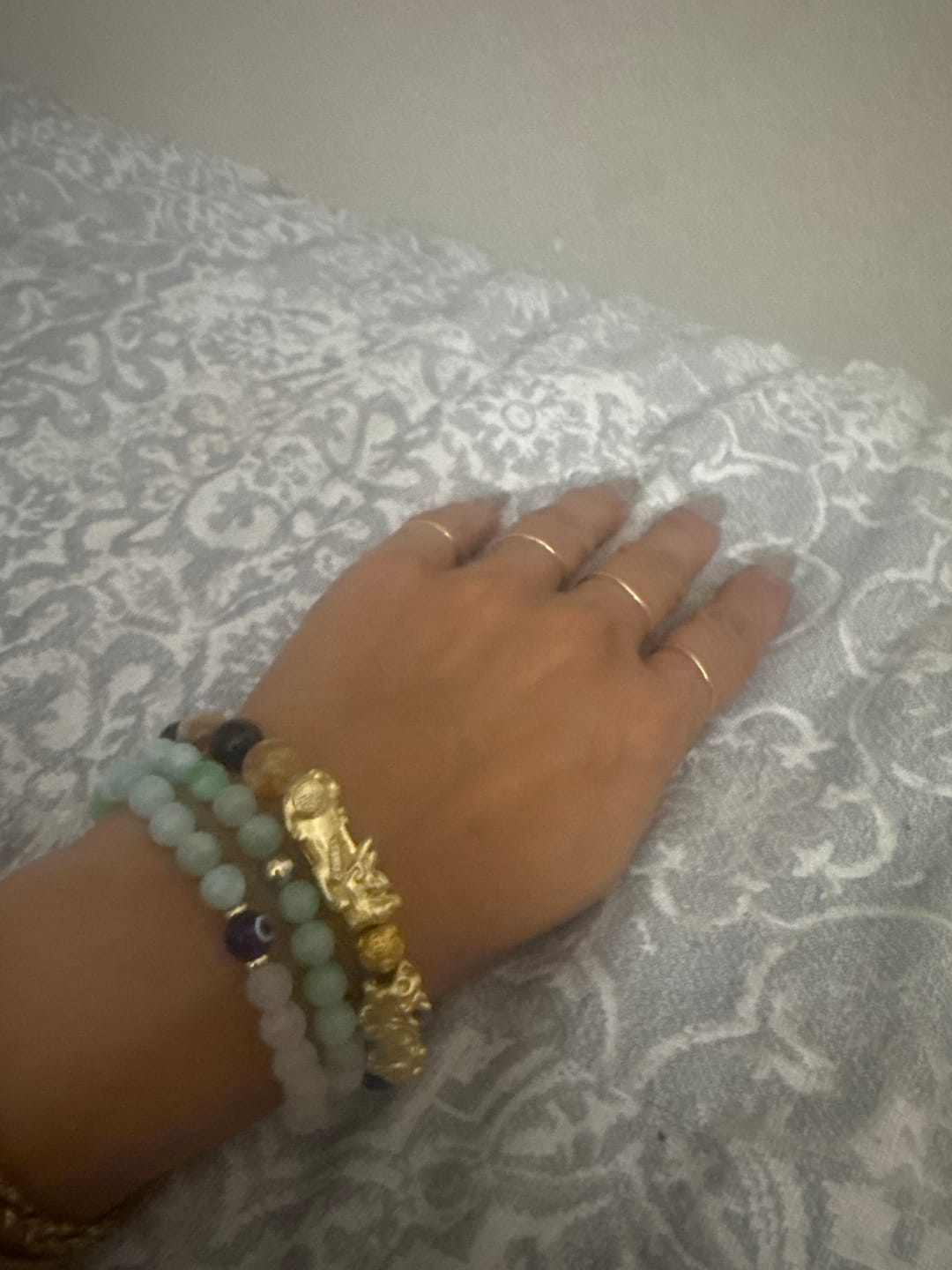 Customer photo review of Magnetic Love Return Bracelet Rose Quartz Jade Evil Eye Protection