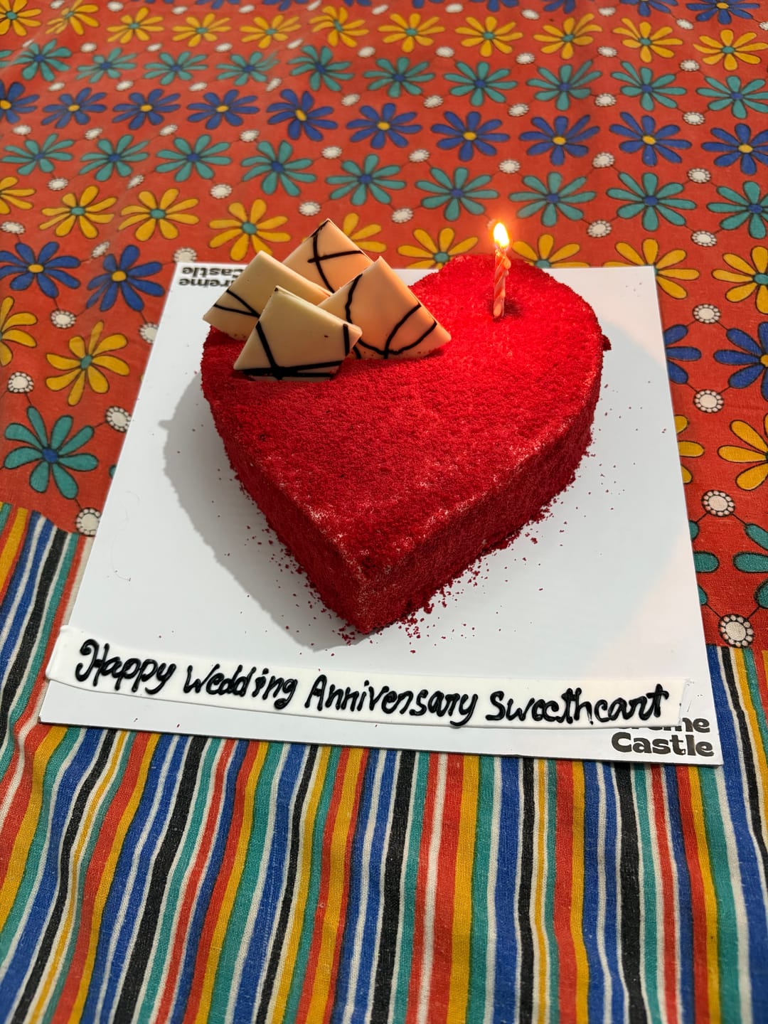 Customer photo review of Red Velvet Anniversary Cake
