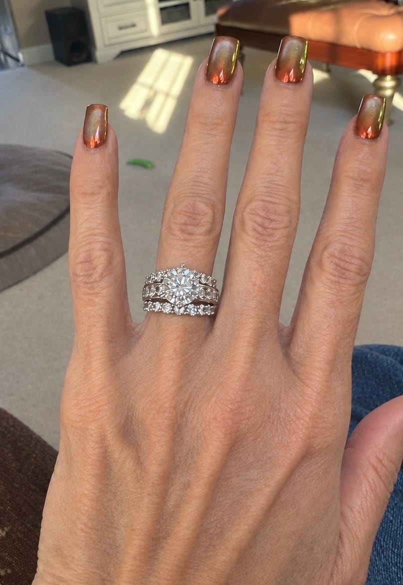 Customer photo review of Round Cut Moissanite Channel Set Engagement Ring