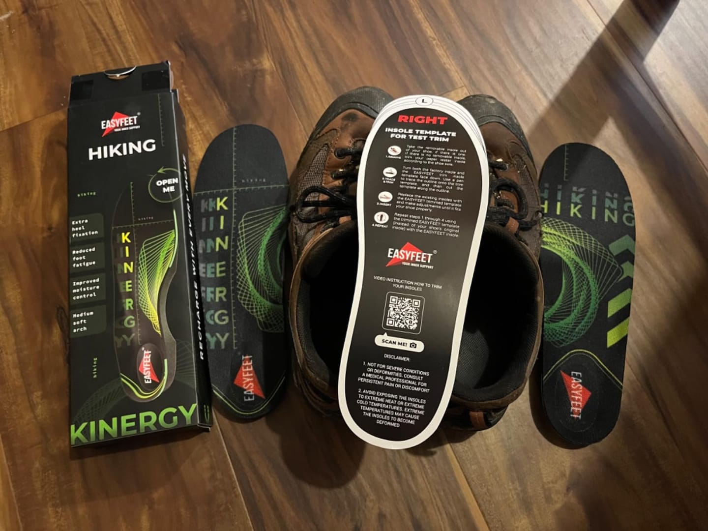 Customer photo review of EASYFEET Hiking Kinergy - Trail Insoles for Hiking and Long Walks (Medium Arch)