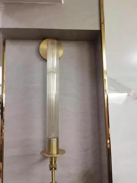 Customer photo review of Glass Wall Light, 65 cm Tall, Copper Frame, Wall Sconce