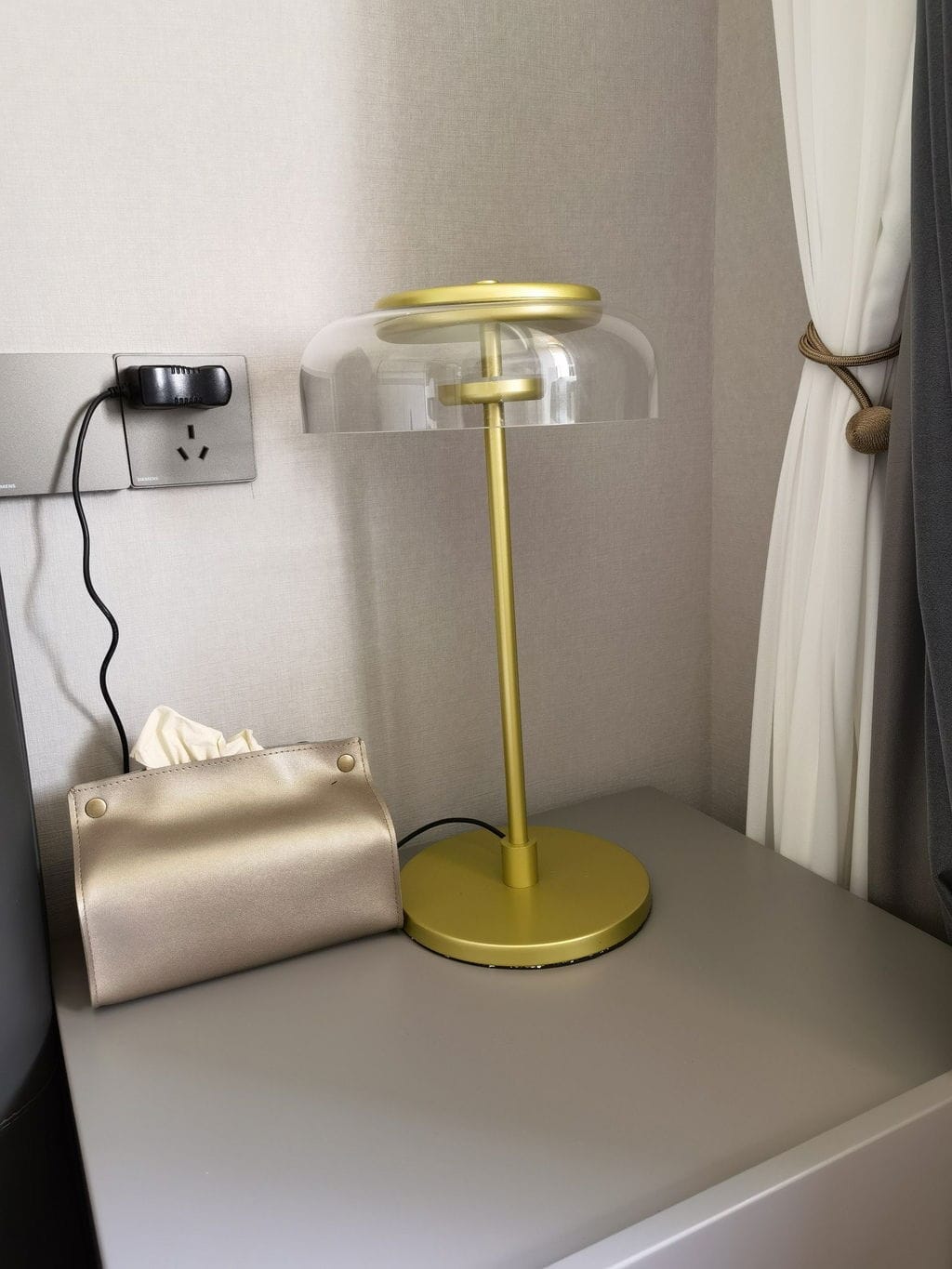 Customer photo review of Brass and Glass Table Lamp, Integrated LED, Plug In, 47 cm Tall