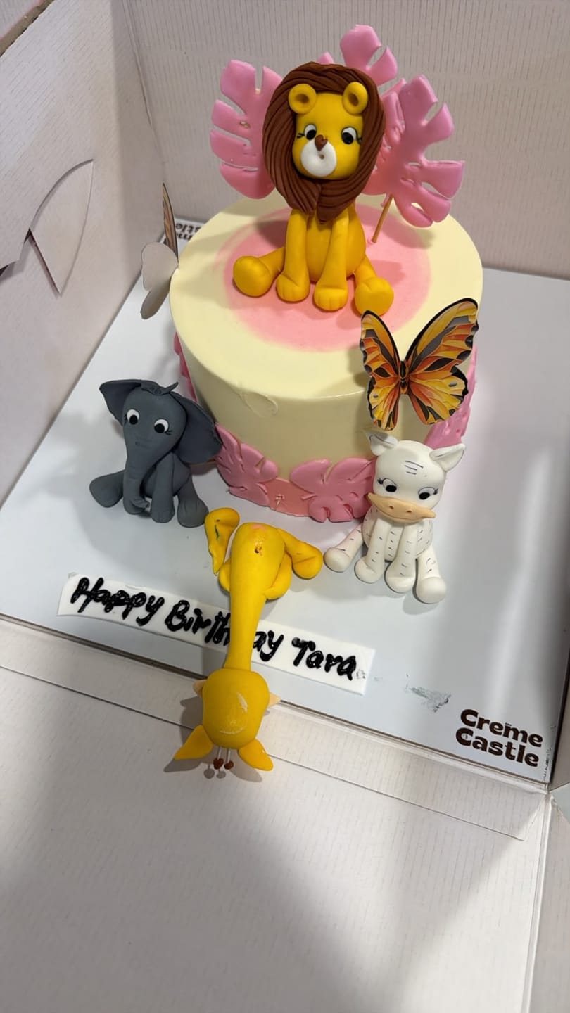 Customer photo review of Jungle theme pink Cake