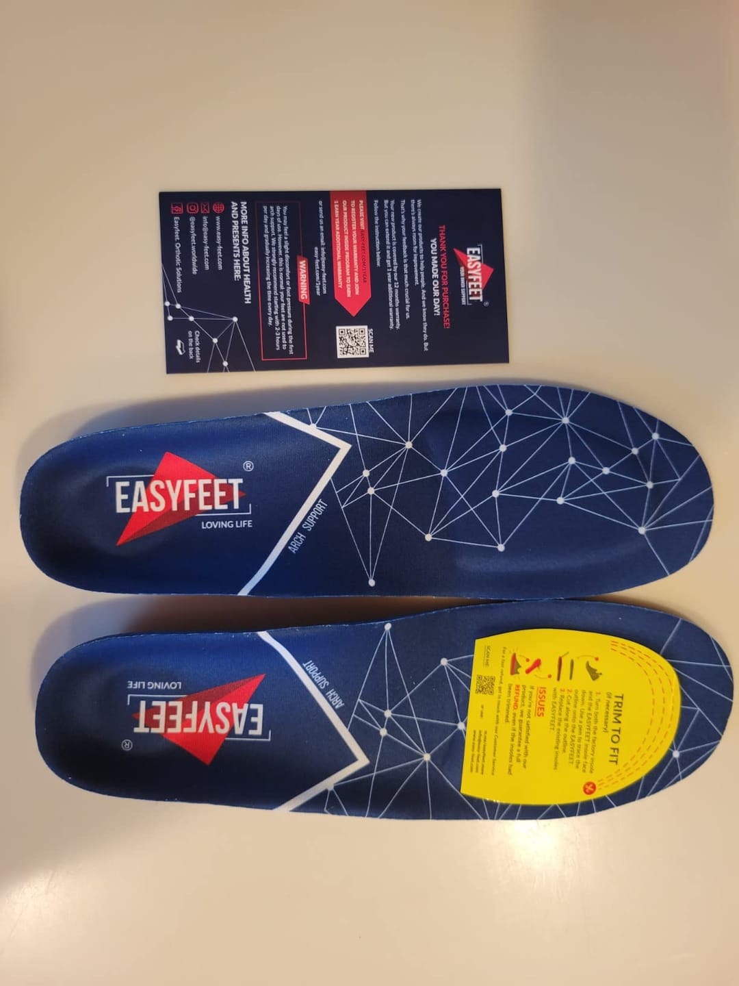 Customer photo review of EASYFEET Blue Model - Narrow Orthotic Insoles for All-Day Comfort (Medium Arch)