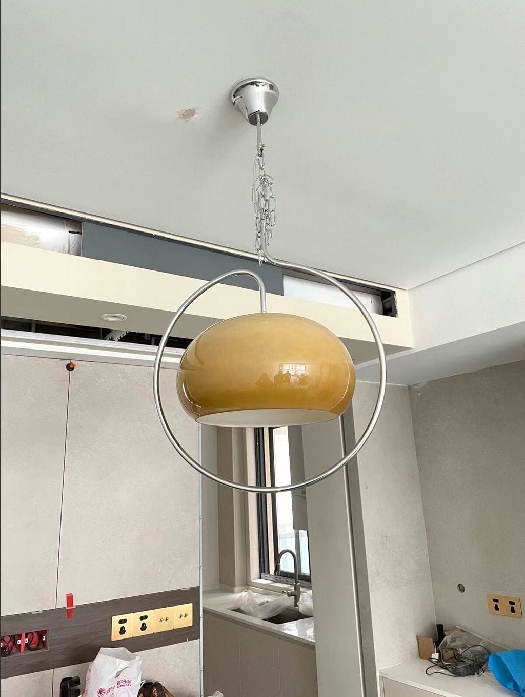Customer photo review of Glass Dome Pendant Light, Chrome Frame, 45 cm, Pendant Lamp