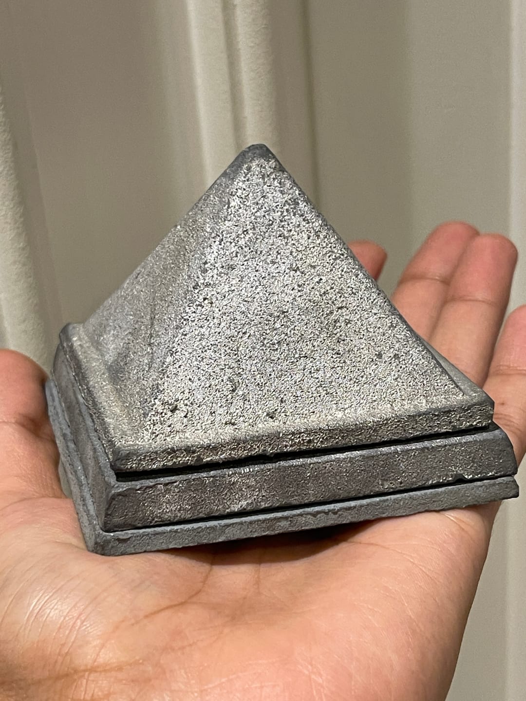 Customer photo review of 3-Layer Lead Metal Pyramid Vastu Remedy for South West Direction Correction, Health Stability and Wealth Support for Entrance, Kitchen and Home Energy Balance | 7.5 x 7.5 x 5.8 cm | 950 g