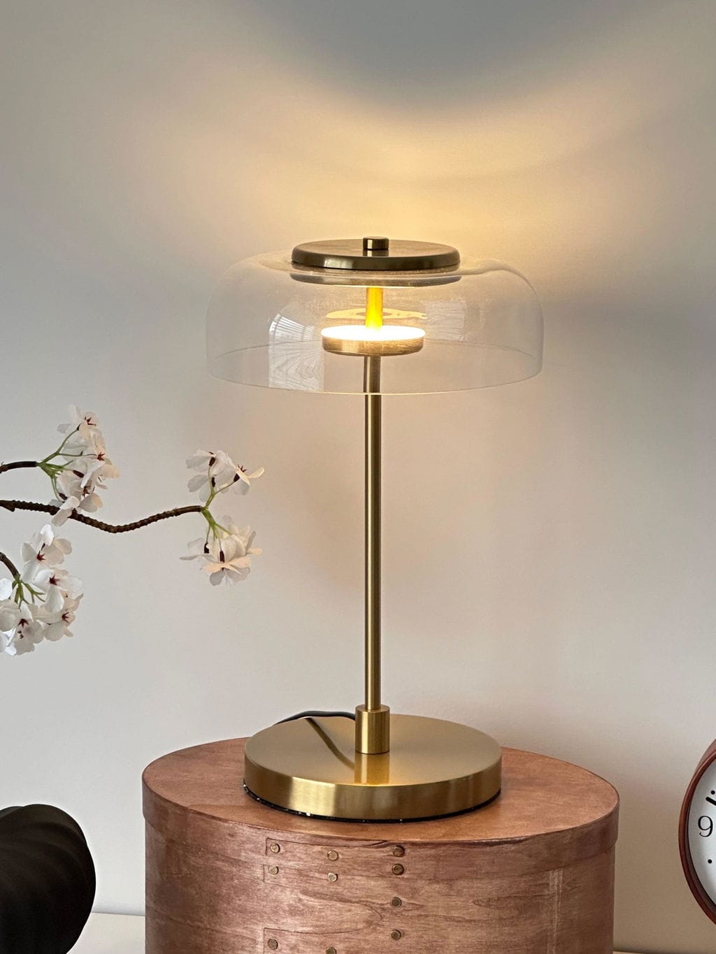 Customer photo review of Brass and Glass Table Lamp, Integrated LED, Plug In, 47 cm Tall