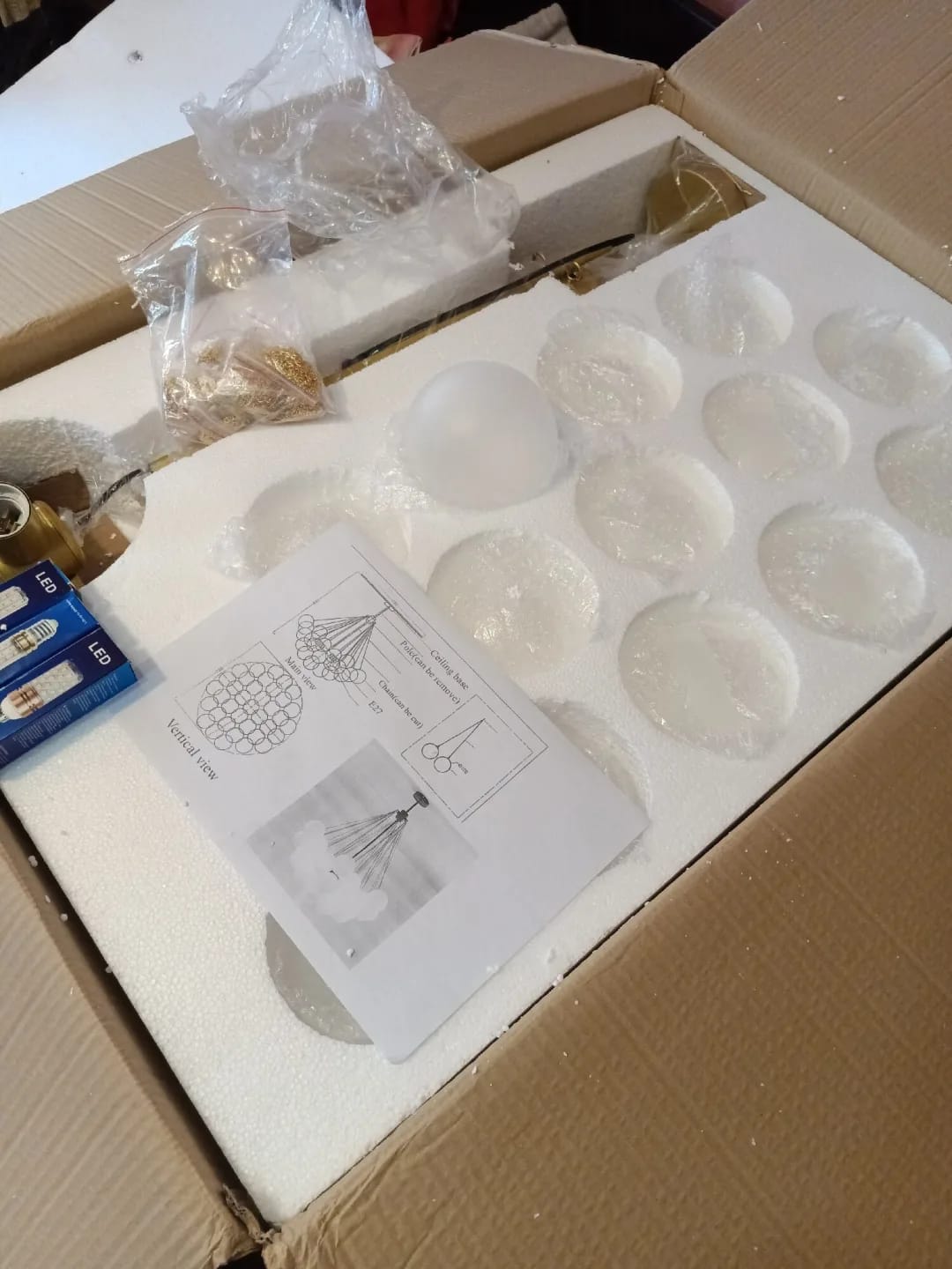 Customer photo review of Frosted Glass Sphere Chandelier, Globe Cluster, 40 or 80 cm