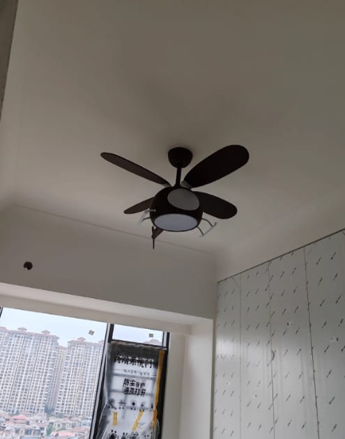 Customer photo review of Helicopter Ceiling Fan with Light, Wood Grain Finish, 70 cm