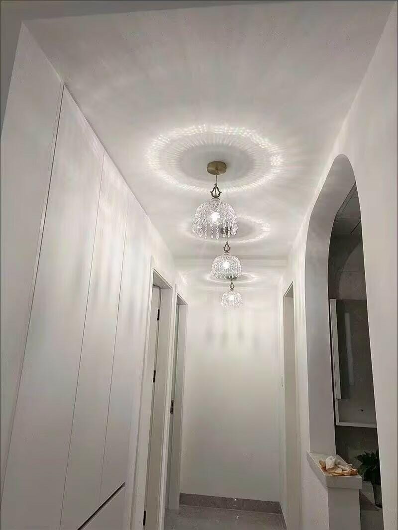 Customer photo review of Brass Pendant Light, Clear Glass Bowl, Crystal Drops, 150 cm Cable