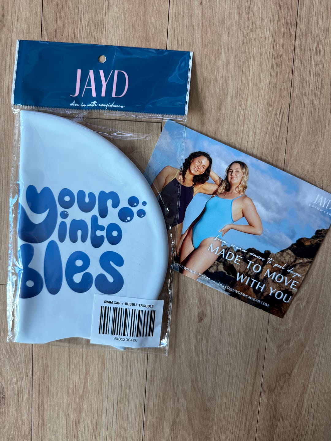 Customer photo review of JAYD Swim Cap - Bubble Trouble